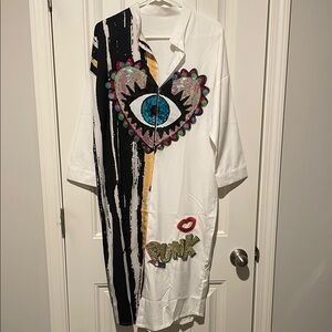 Colorful Eye and Heart Embellished Dress